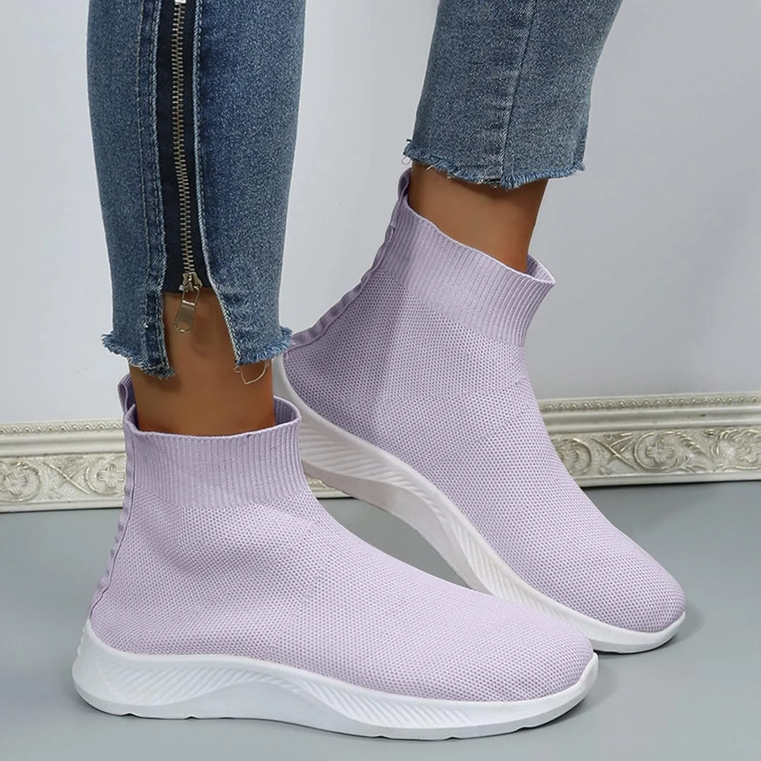 SBGMoSJ Platform Sneakers for Women Fashion 2 Inch High Black Flats Orthopedic Shoes Women Women Running Shoes White Bowling Shoes Women Size 9 Slip On Tennis Shoes for Women Size 8.5 Wide