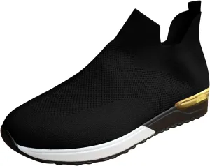 SBGMoSJ Platform Sneakers for Women Wide Size Women's Slip On Shoes Size 10 Wide Width Hiking Shoes Women 7.5 Wide Black Platform Tennis Shoes for Women Comfy Shoes for Women for Work All Day