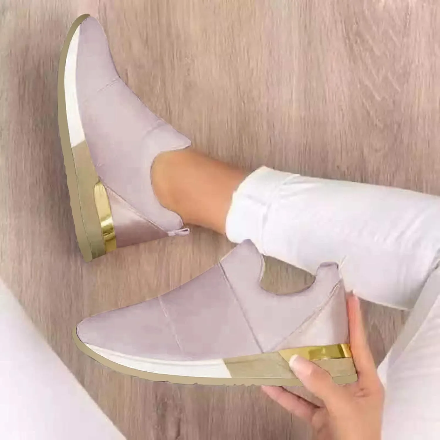 SBGMoSJ White Platform Sneakers for Women Wide Zapatillas Blancas para Mujer Elegantes Womens Black Athletic Shoes Size 9 Plantar Fasciitis Work Shoes Women Non Slip Women's Hiking Shoes Wide Width