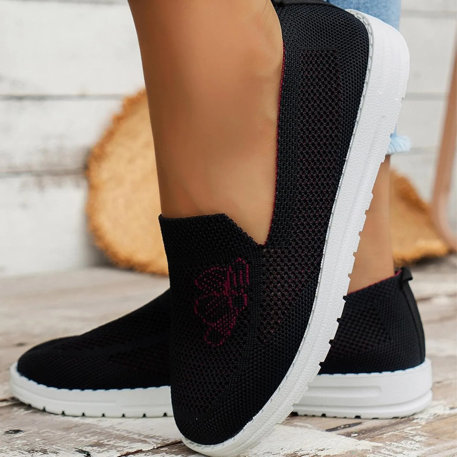 SBGMoSJ Women Sneakers Size 10 Slip On Women's Athletic Shoes 9 Wide Sneakers Women Trendy Fashion Walking Sneakers for Women Wide Toe Walking Shoes Women