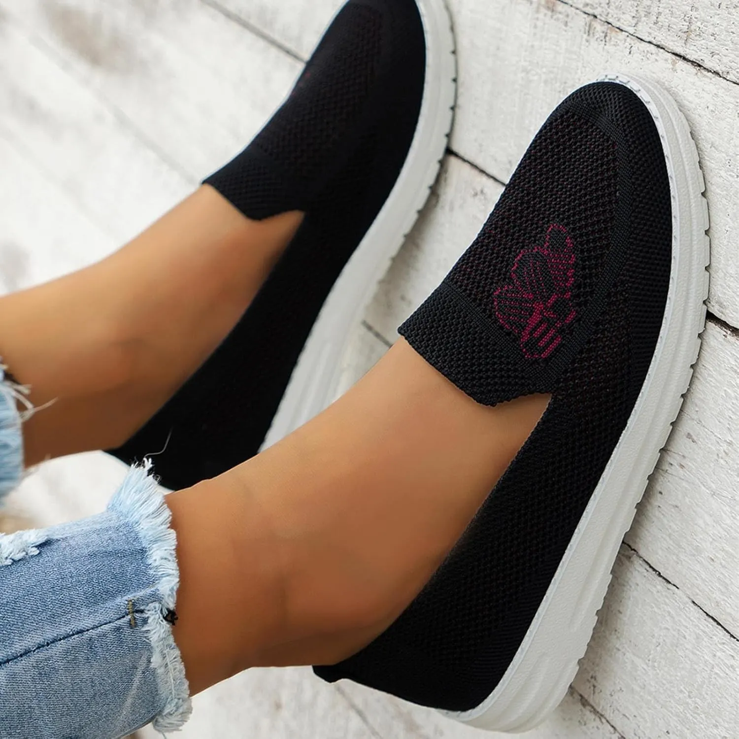 SBGMoSJ Women Sneakers Size 10 Slip On Women's Athletic Shoes 9 Wide Sneakers Women Trendy Fashion Walking Sneakers for Women Wide Toe Walking Shoes Women
