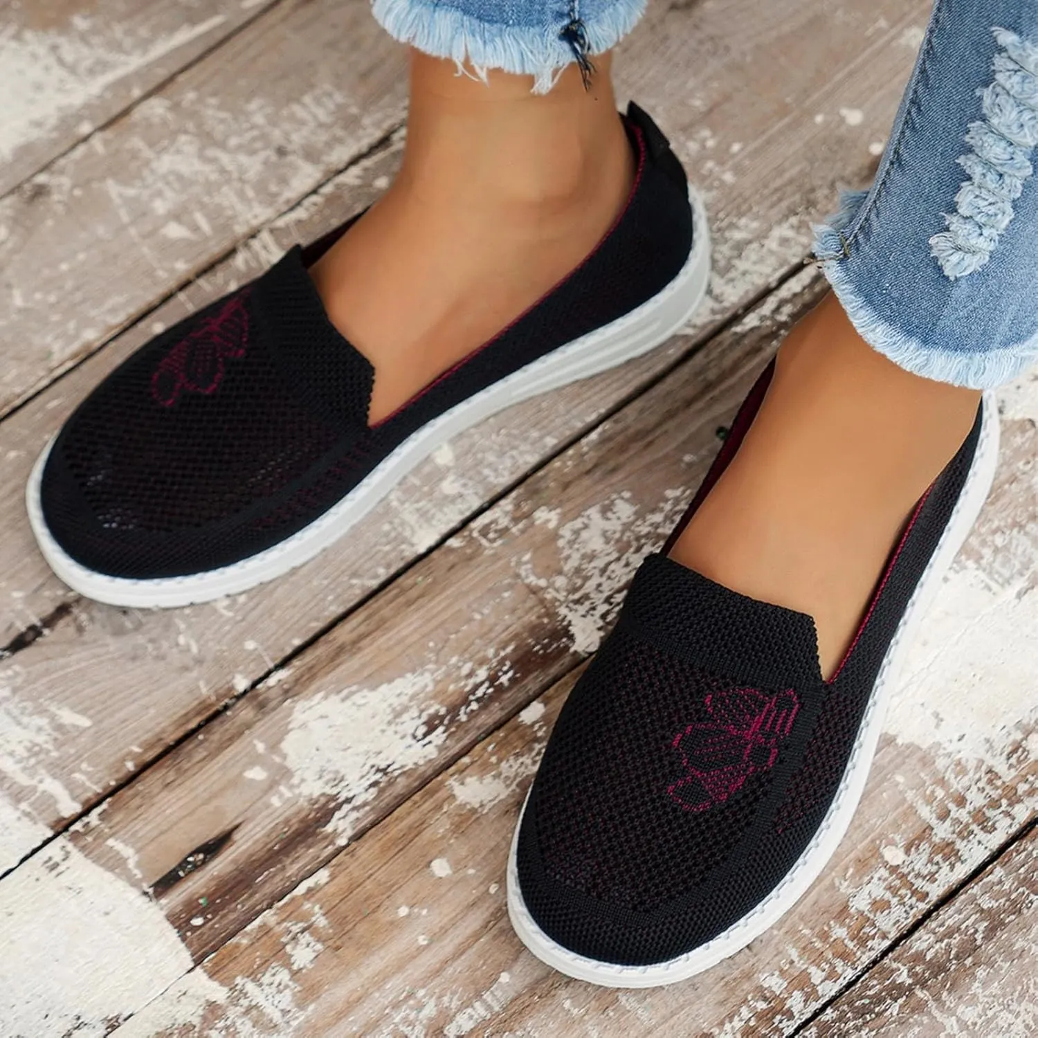 SBGMoSJ Women Sneakers Size 10 Slip On Women's Athletic Shoes 9 Wide Sneakers Women Trendy Fashion Walking Sneakers for Women Wide Toe Walking Shoes Women