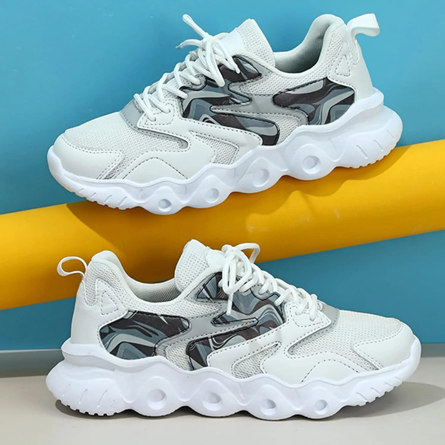 SBGMoSJ Women Sneakers Size 6 Wide Comfy Work Shoes for Women Standing All Day Womens Non Slip Winter Shoes Black Sneakers Women Trendy Women Dressy Comfortable Walking Round Toe Flats Shoes Wide