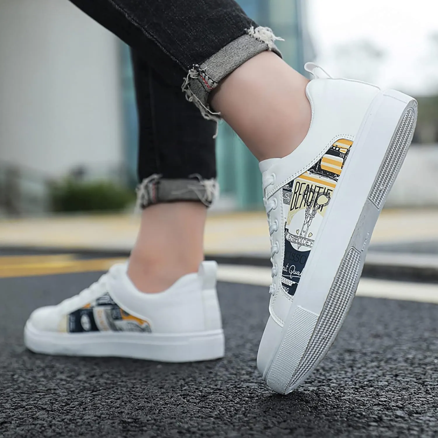 SBGMoSJ Womens High Top Wedge Sneakers All Womens Black Non Slip Size 9 Wide Work Shoes Slip On Tennis Shoes Women Wide Width High Top Sneakers for Women Zapatillas Blancas para Mujer Elegantes