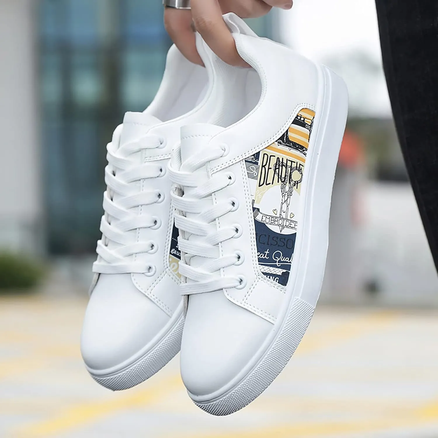 SBGMoSJ Womens High Top Wedge Sneakers All Womens Black Non Slip Size 9 Wide Work Shoes Slip On Tennis Shoes Women Wide Width High Top Sneakers for Women Zapatillas Blancas para Mujer Elegantes