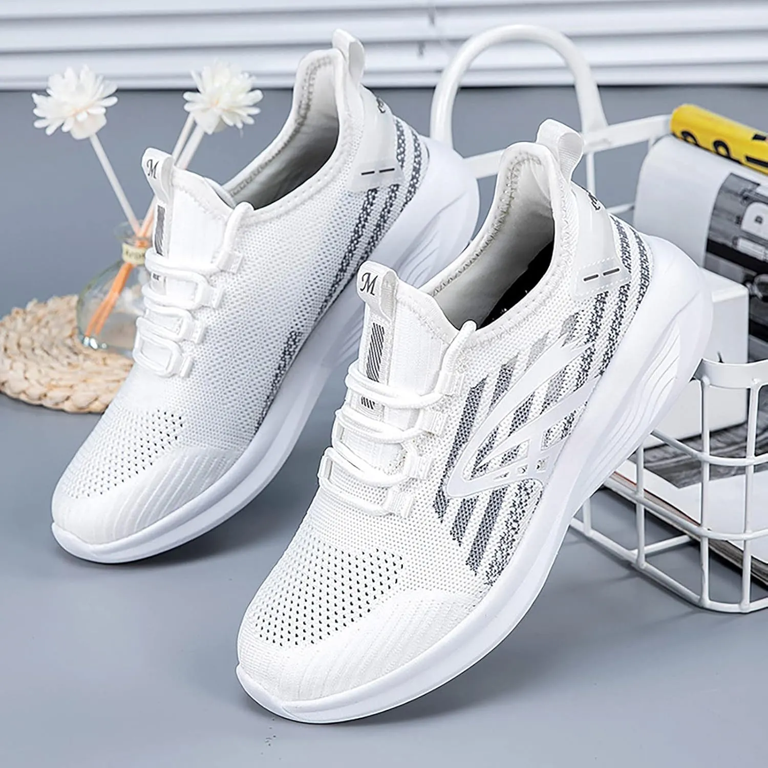 SBGMoSJ Women's Sneakers Size 8 Wide Zapatillas Sin Cordones para Mujer Shoes for Women Sneakers Slip Ons Casual Sneakers for Women Wide Width Womens Shoes Nursing Casual Slip Ons Wide Width