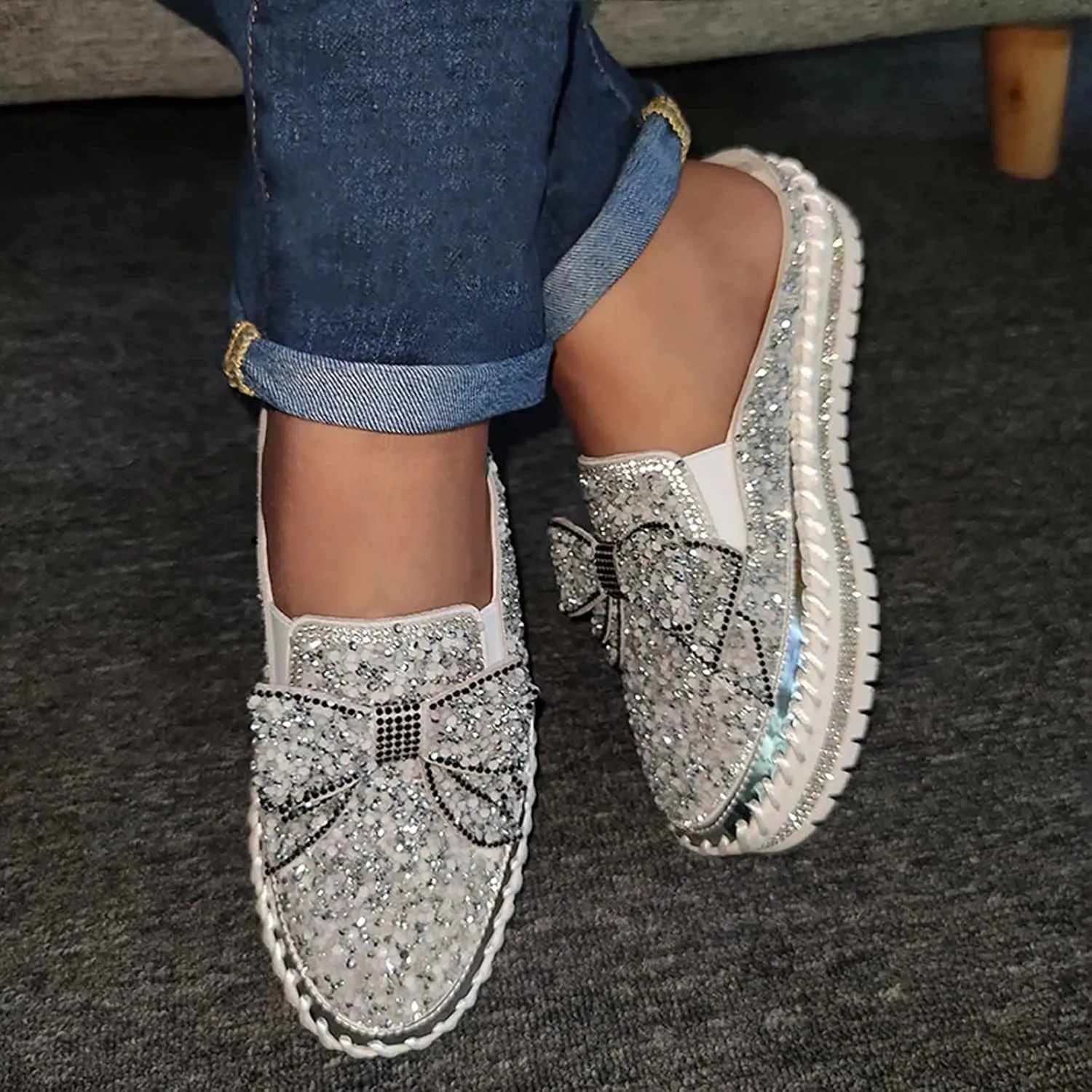 Shoes for Women Sneakers Breathable Mesh Walking Sneakers Womens White Sneakers Women's Fashion Lace Up Sneakers