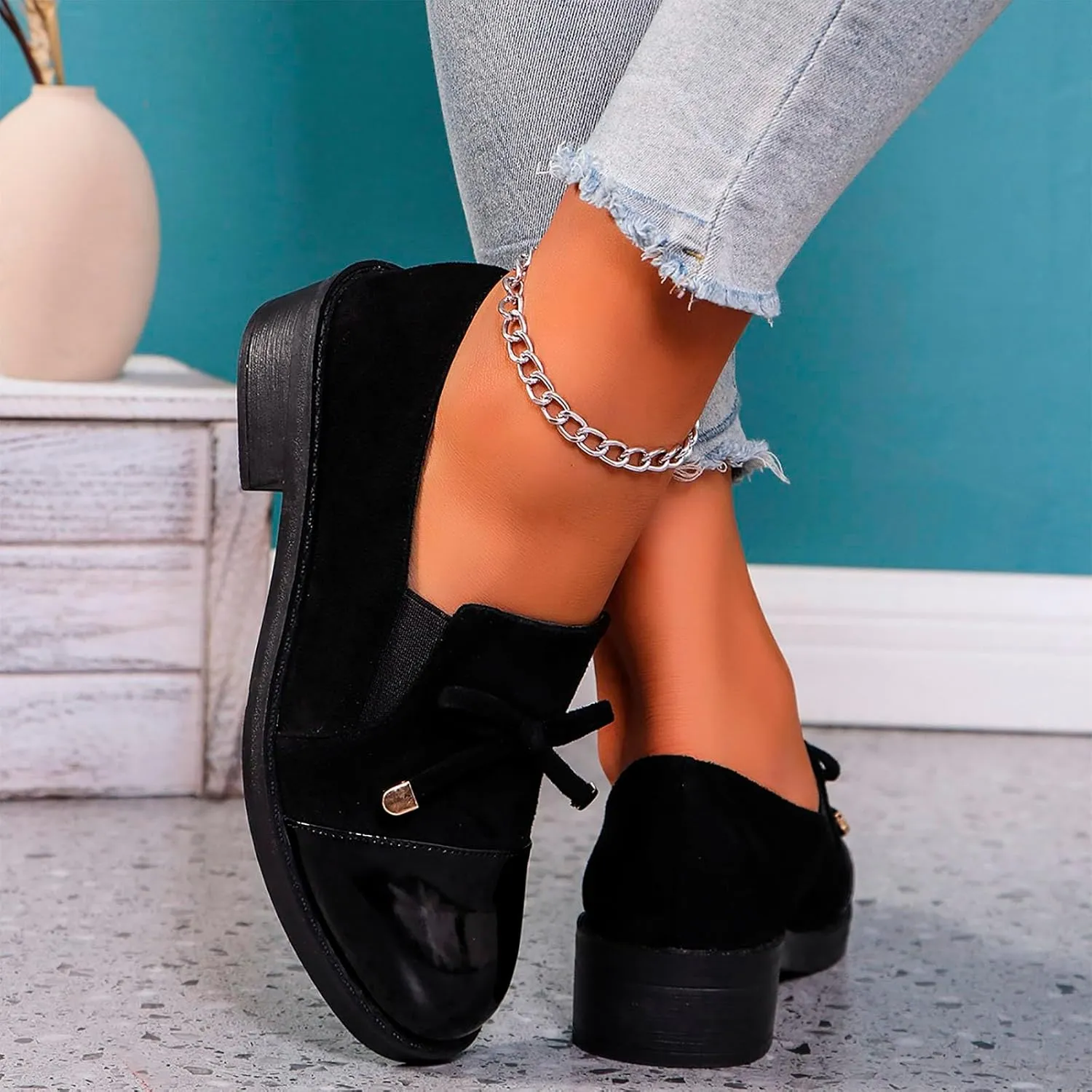 Slip On Loafers for Women Low Business Shoes Classic Penny Loafers Dressy Work Shoes Comfort Casual Office Shoes