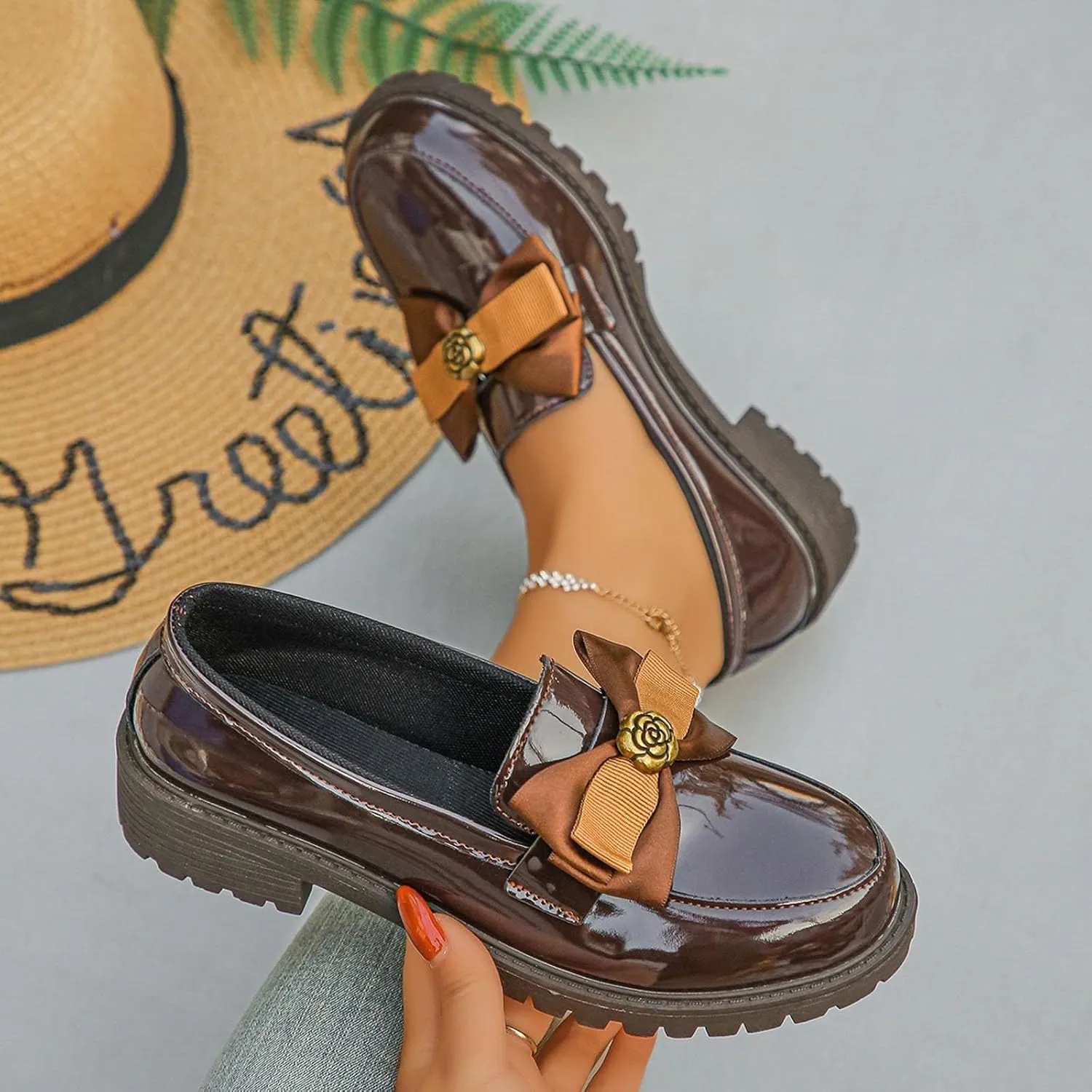 Slip On Loafers for Women Low Business Shoes Classic Penny Loafers Dressy Work Shoes Comfort Casual Office Shoes