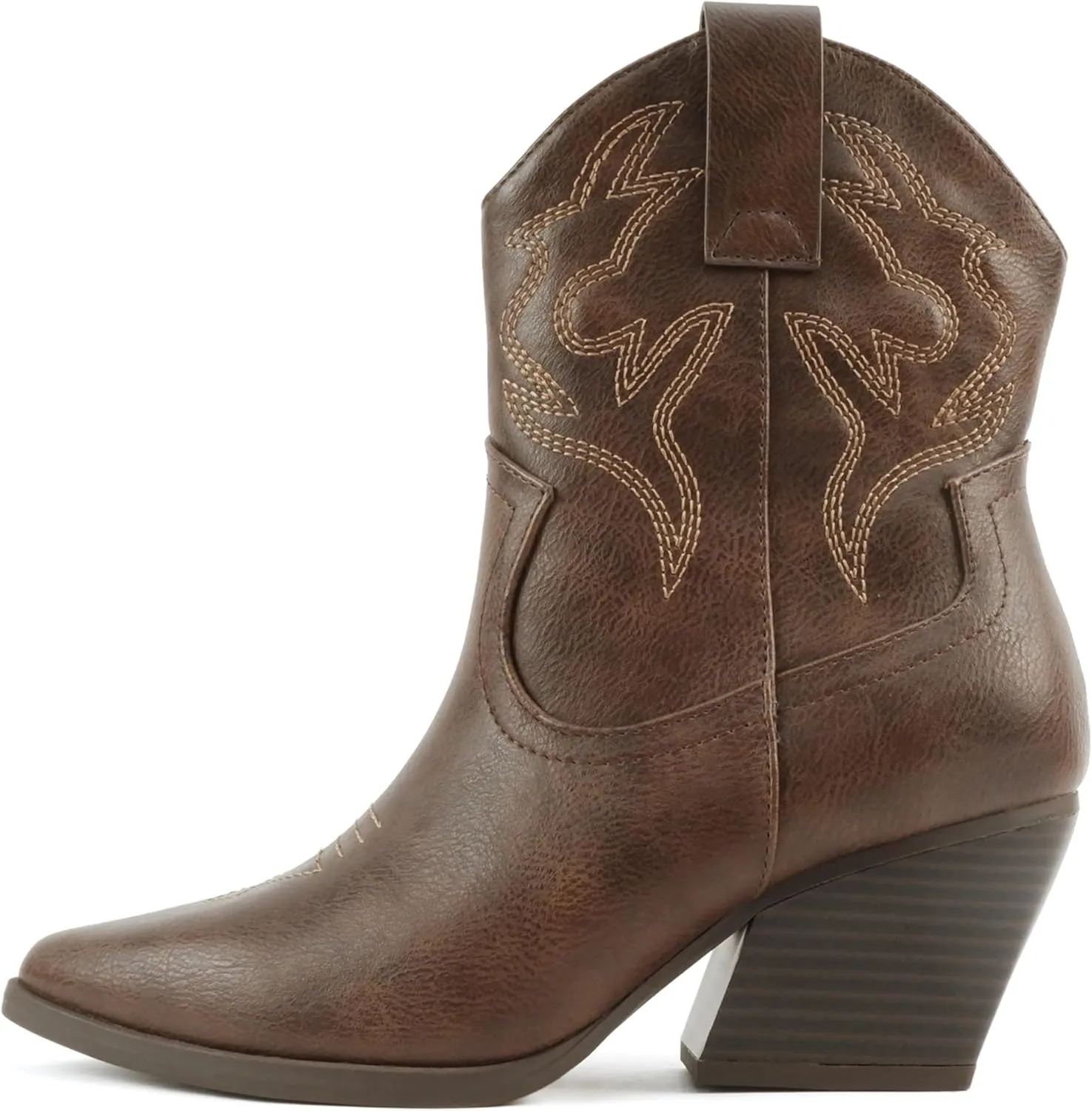 Soda “BLAZING” ~ Women Western Bootie Pointe Toe with Low Heel (Wide Fit Available)