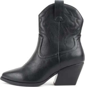 Soda “BLAZING” ~ Women Western Bootie Pointe Toe with Low Heel (Wide Fit Available)