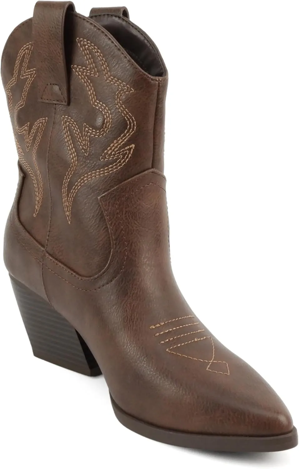 Soda “BLAZING” ~ Women Western Bootie Pointe Toe with Low Heel (Wide Fit Available)
