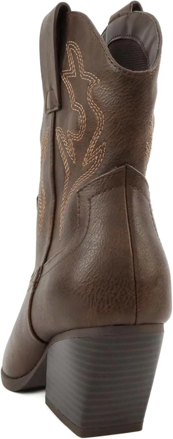 Soda “BLAZING” ~ Women Western Bootie Pointe Toe with Low Heel (Wide Fit Available)