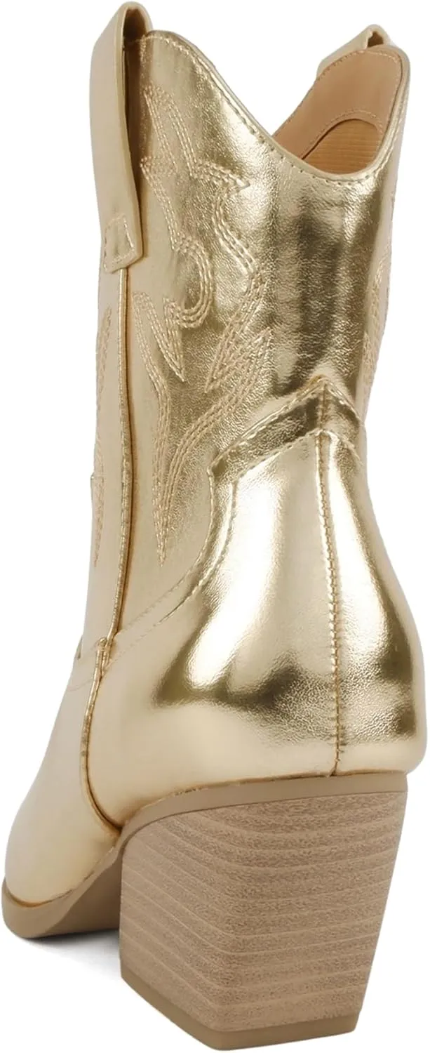 Soda “BLAZING” ~ Women Western Bootie Pointe Toe with Low Heel (Wide Fit Available)