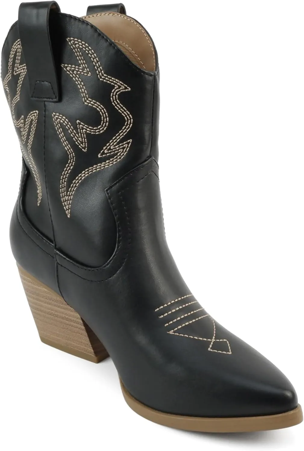 Soda “BLAZING” ~ Women Western Bootie Pointe Toe with Low Heel (Wide Fit Available)