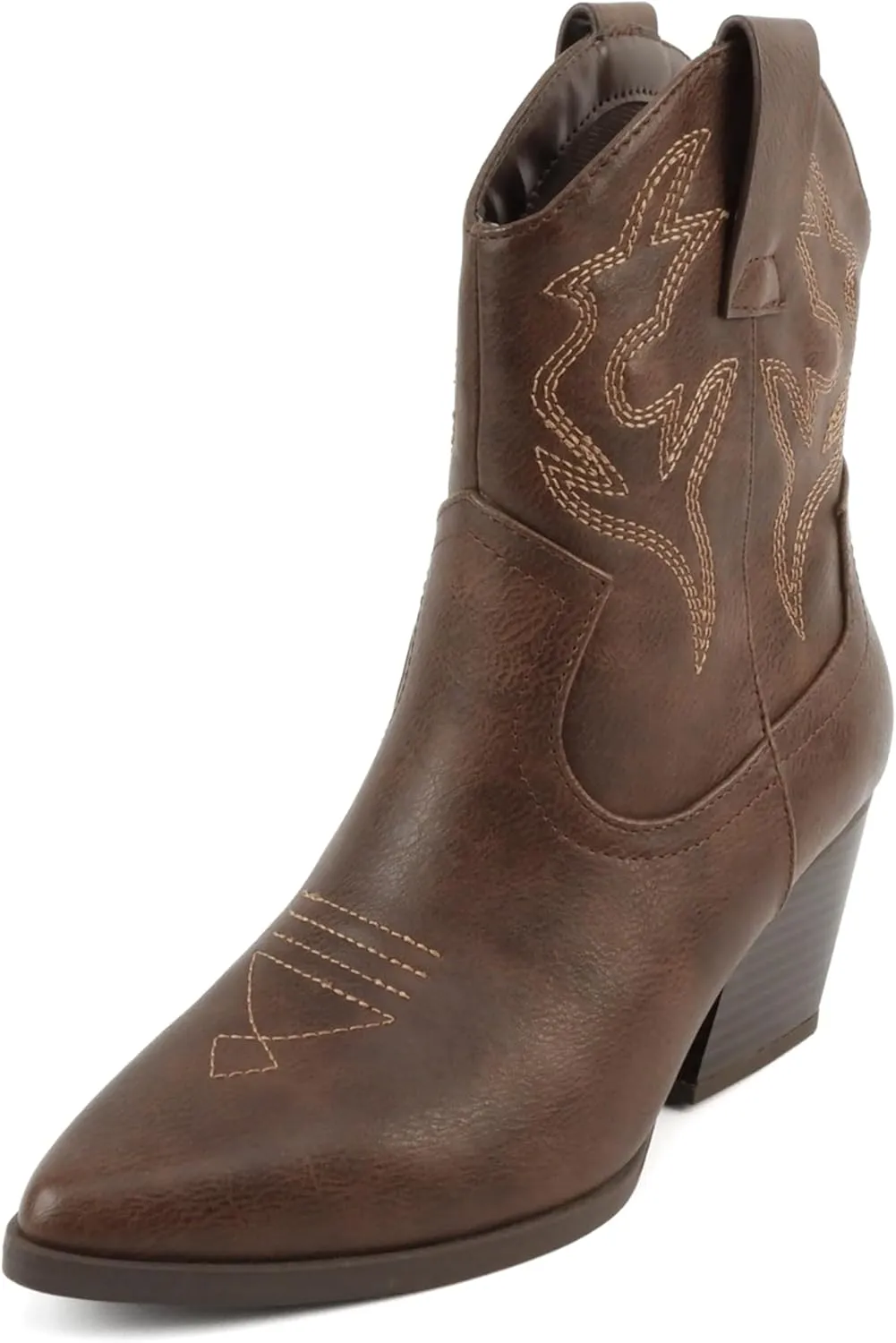 Soda “BLAZING” ~ Women Western Bootie Pointe Toe with Low Heel (Wide Fit Available)