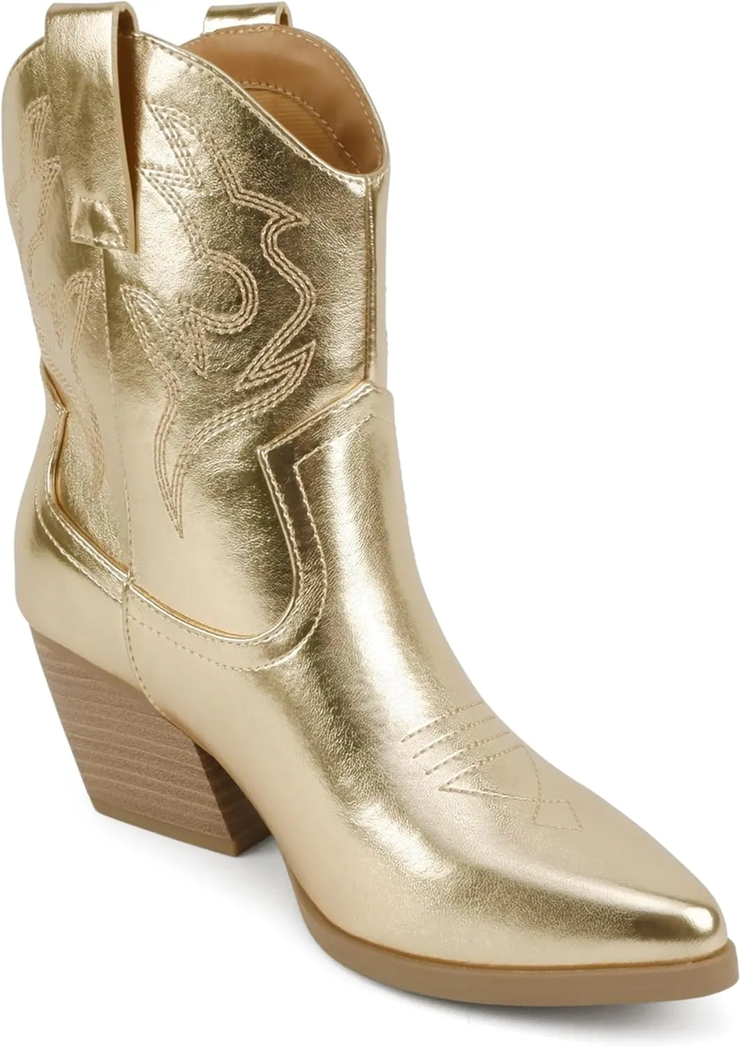 Soda “BLAZING” ~ Women Western Bootie Pointe Toe with Low Heel (Wide Fit Available)
