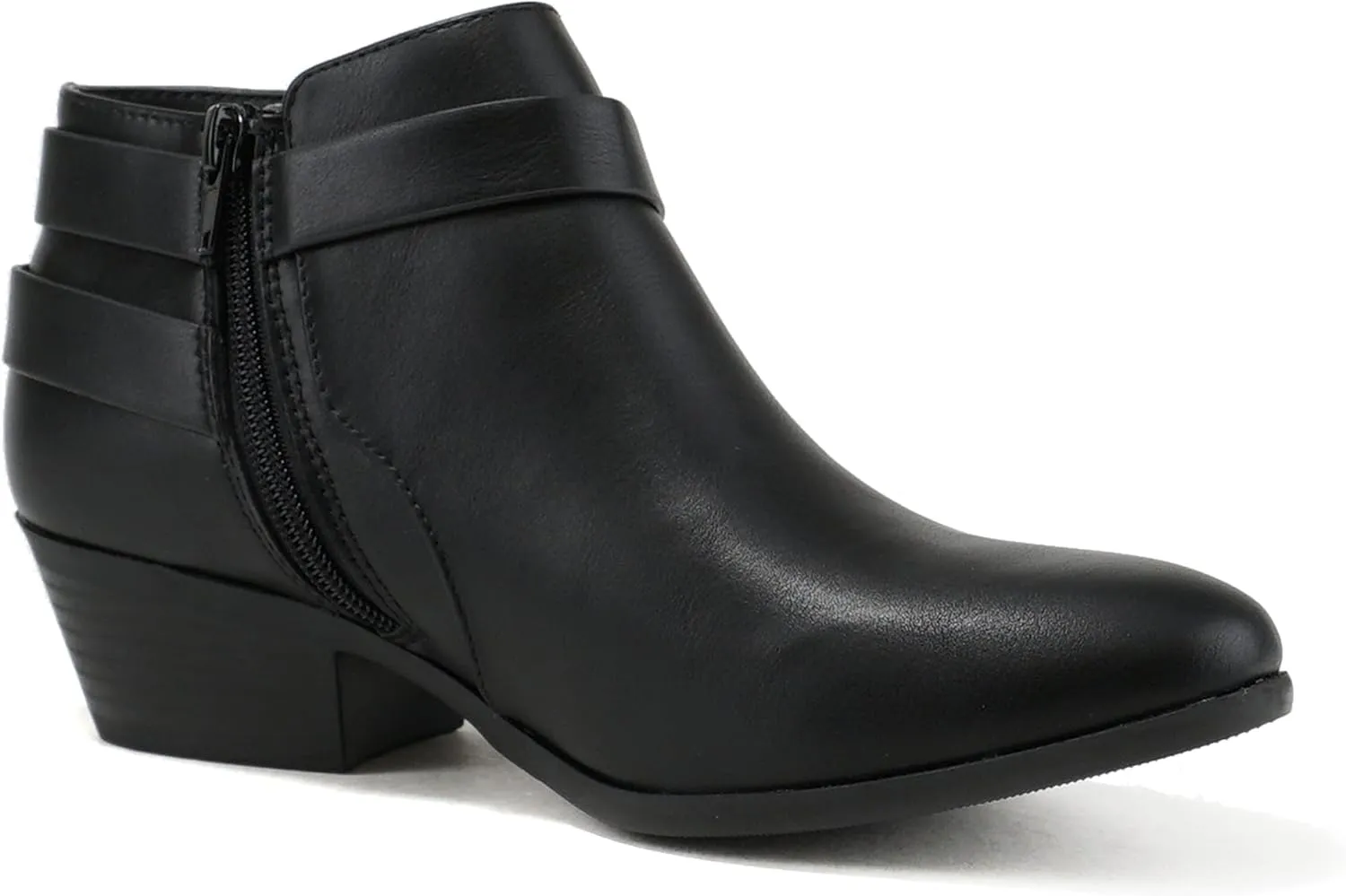 Soda SWEETEN Women's Fashion Closed Toe Multi Strap Ankle Bootie Block Heel (Wide Fit Available)