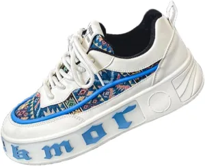 Spring Men's Casual Shoes Trend Everything with Fashion Youth Platform Elevating Canvas Shoes Embroidery Street Style