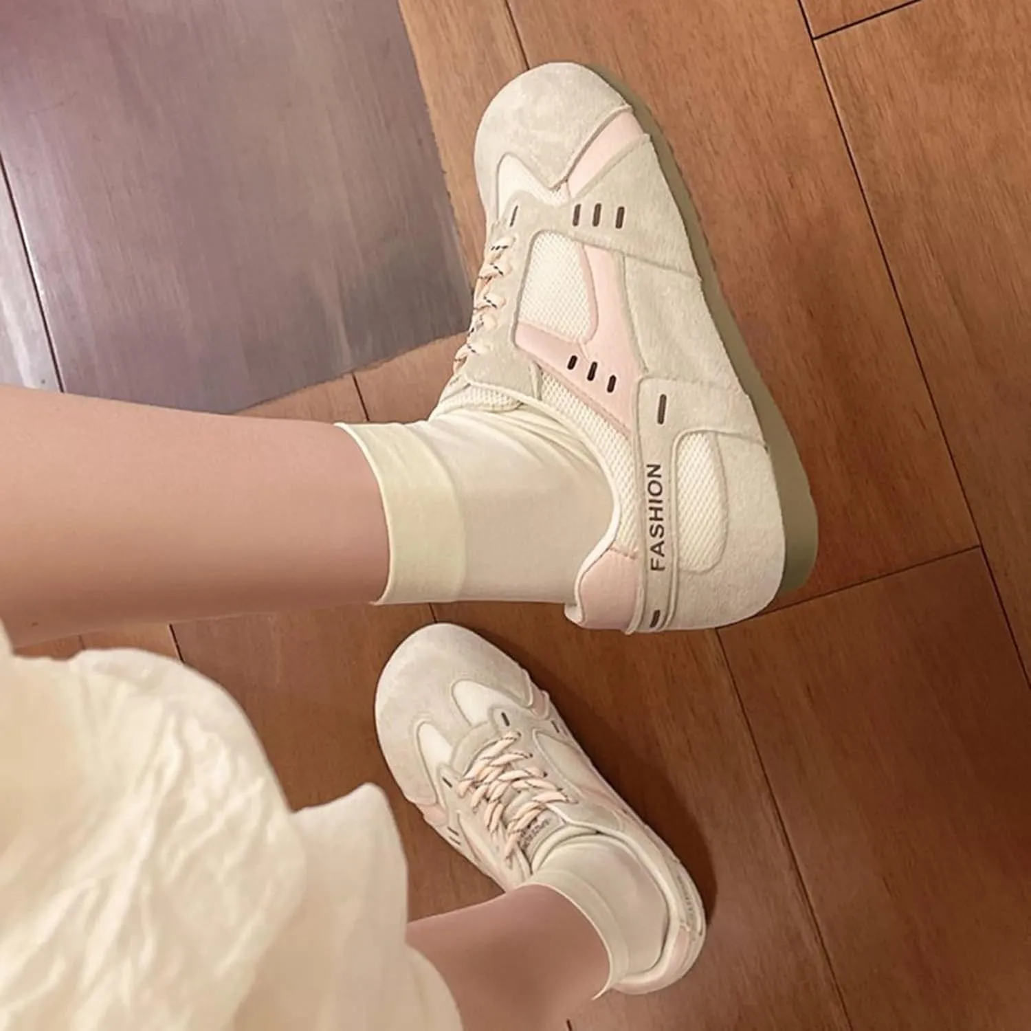 Stylish Breathable Leather Color Block Sneakers with Increased Height, Lightweight, Fashionable Design - Spring Collection Casual Trainers for Men