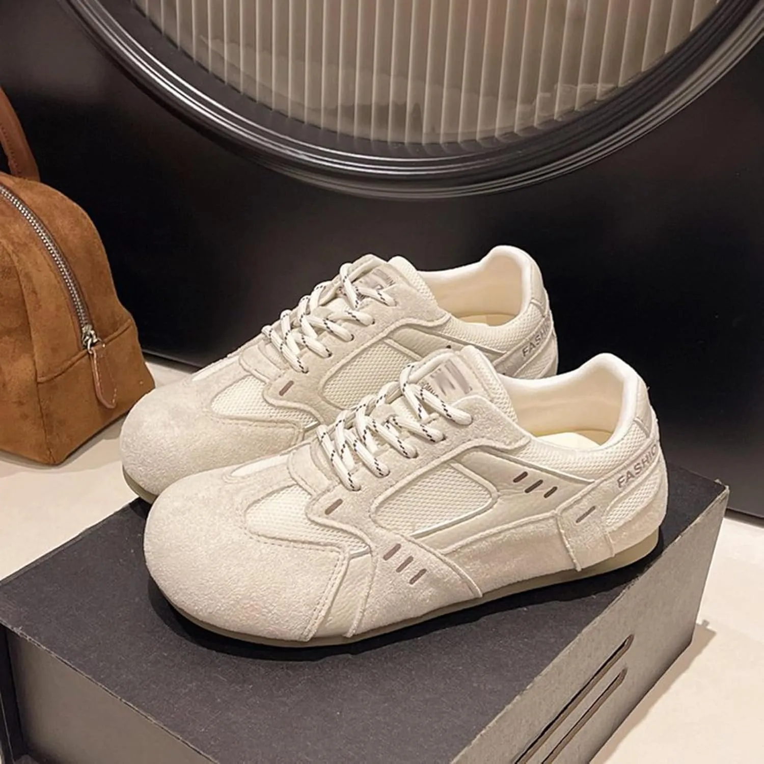 Stylish Breathable Leather Color Block Sneakers with Increased Height, Lightweight, Fashionable Design - Spring Collection Casual Trainers for Men