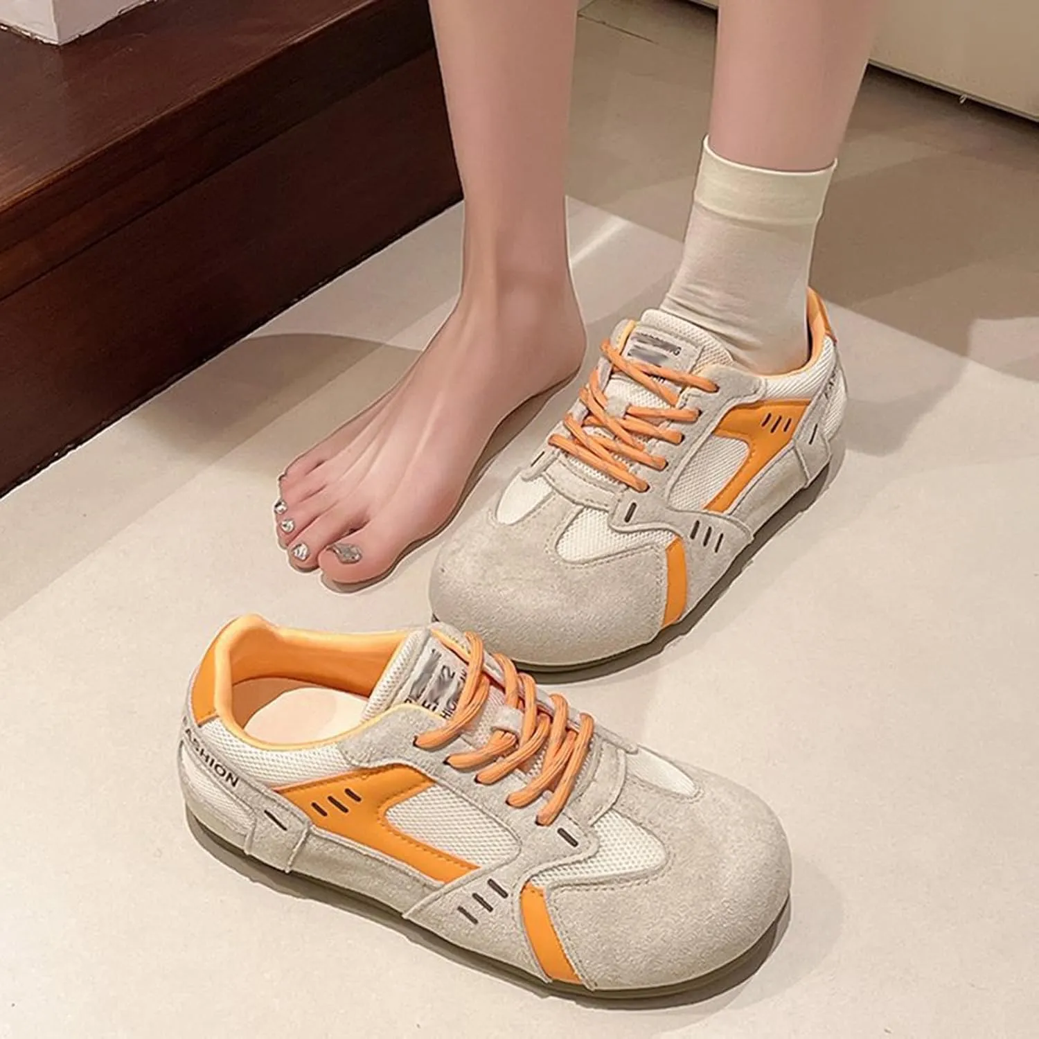 Stylish Breathable Leather Color Block Sneakers with Increased Height, Lightweight, Fashionable Design - Spring Collection Casual Trainers for Men