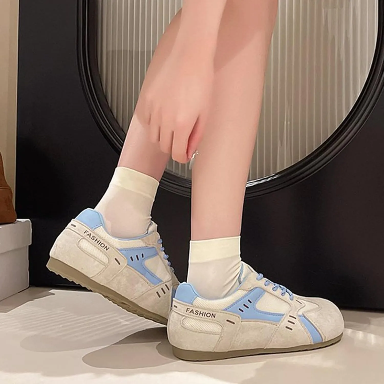 Stylish Breathable Leather Color Block Sneakers with Increased Height, Lightweight, Fashionable Design - Spring Collection Casual Trainers for Men