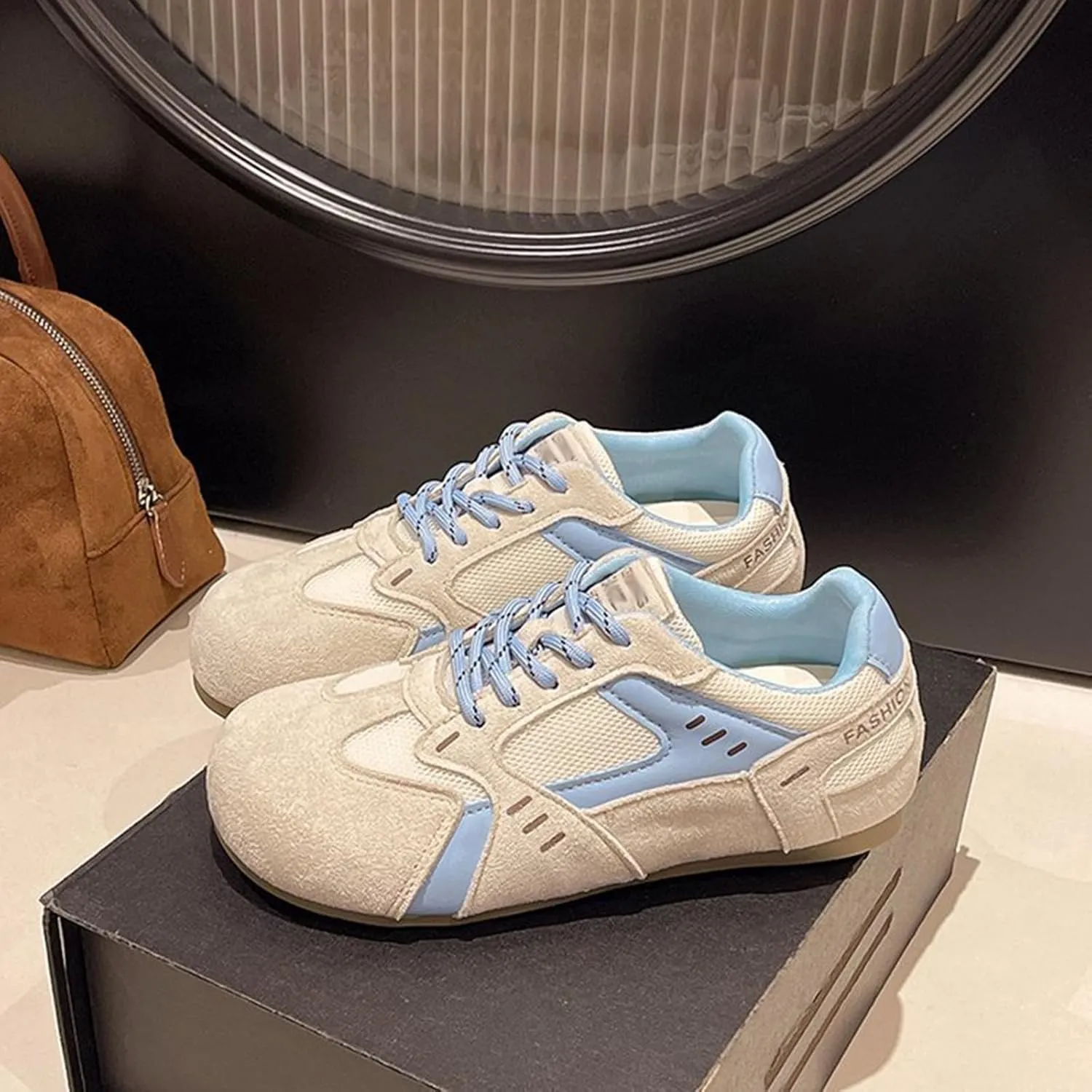 Stylish Breathable Leather Color Block Sneakers with Increased Height, Lightweight, Fashionable Design - Spring Collection Casual Trainers for Men