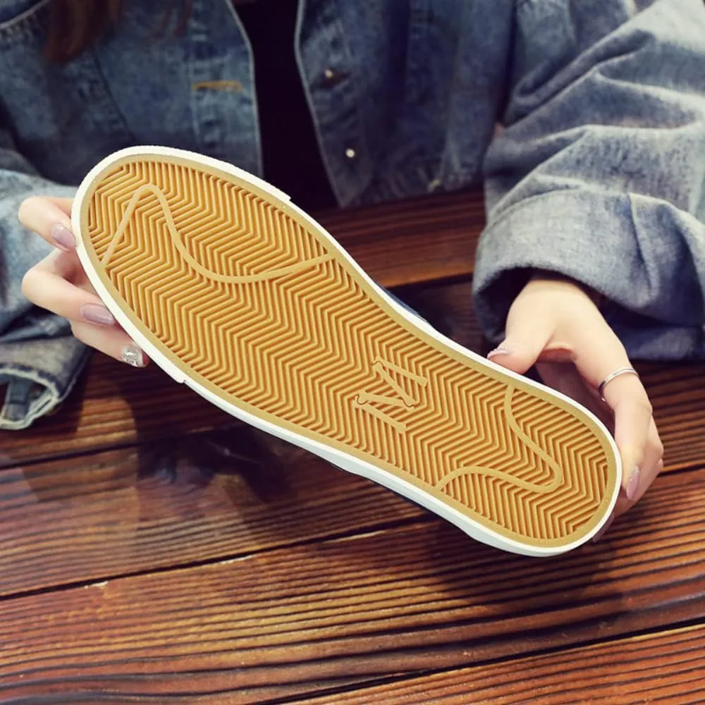 SUKKCCNO Comfortable and Breathable Canvas Shoes Flat Bottom Fashionable Street Style Men's and Women's Standard Size Shoes Spring and Autumn Versatile Cloth Shoes