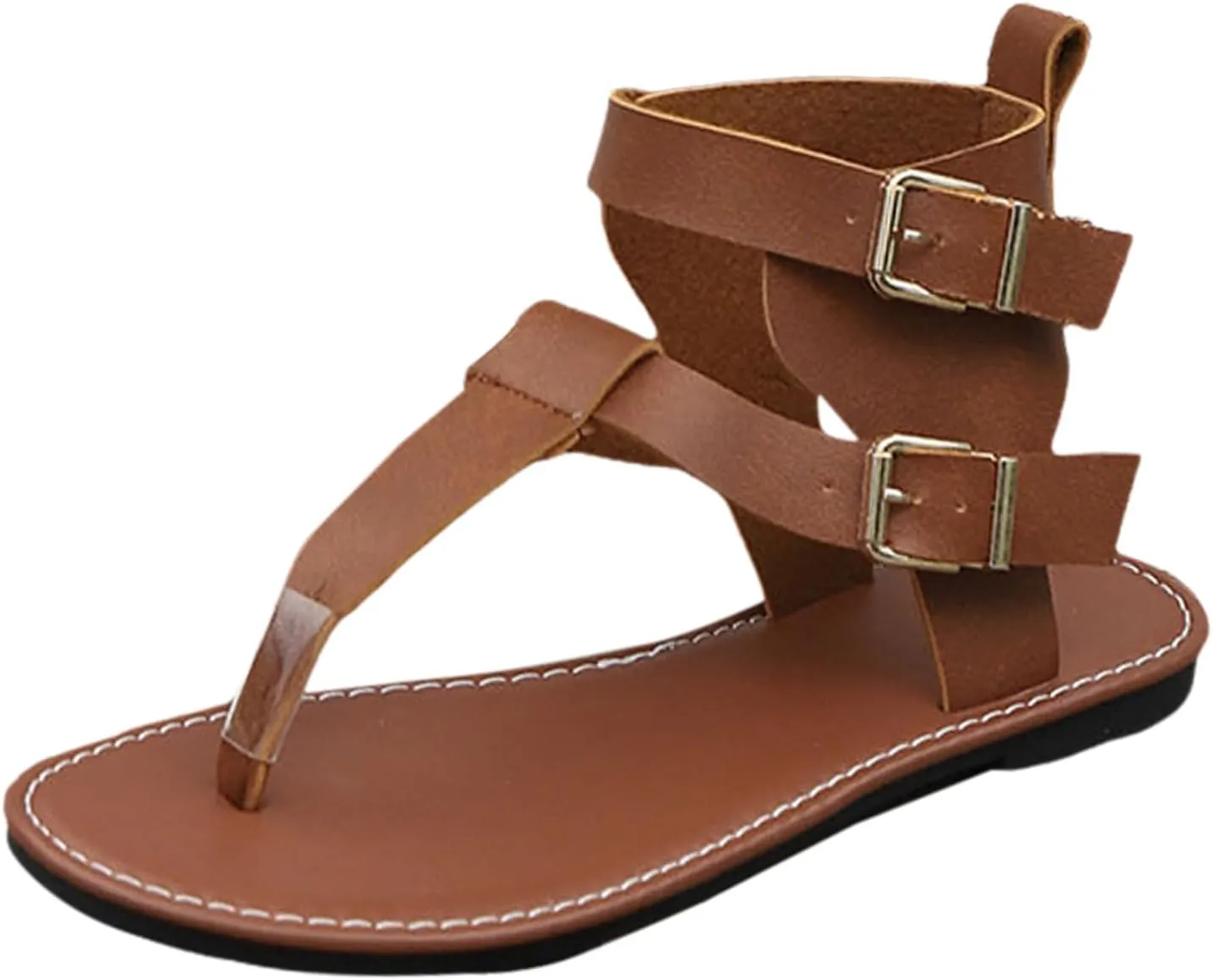 Summer New Low Heel Toes Women's Shoes Fashion Comfortable Belt Buckle Flat High Top Light Wedges Sandals for Women
