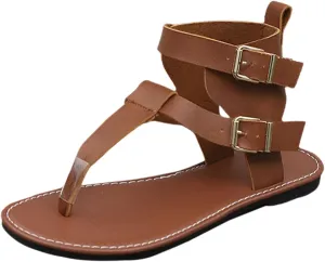 Summer New Low Heel Toes Women's Shoes Fashion Comfortable Belt Buckle Flat High Top Light Wedges Sandals for Women