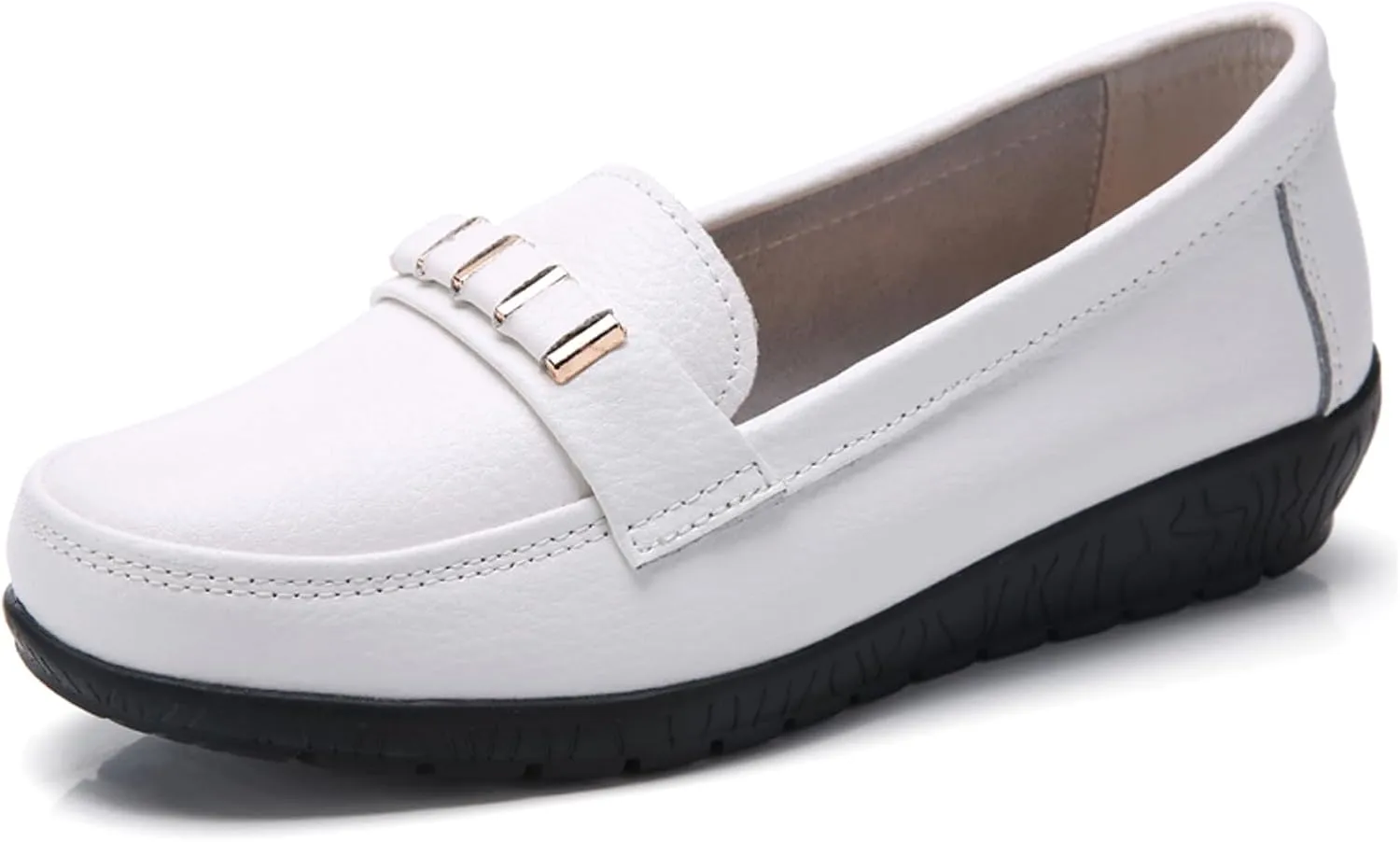 Sunporx Women's Comfort Leather Loafer Driving Moccasins Shoe with Arch Support Walking Office Breathable