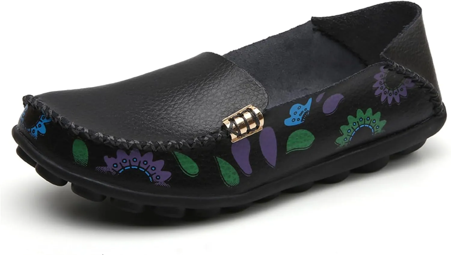 Sunporx Women's Comfortable Loafers Driving Moccasins Shoe Casual Leathers Slip on Round Toe Breathable Walking