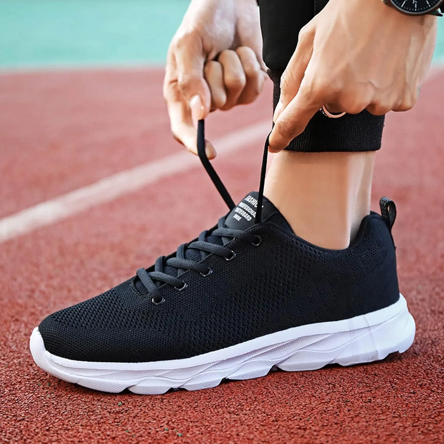 Tennis Shoes Womens Lightweight Comfortable Lace up Womens Running Shoes Breathable Men's Casual Shoes Black Sneakers Steel Toe Tennis Shoe Cross Trainer Shoe