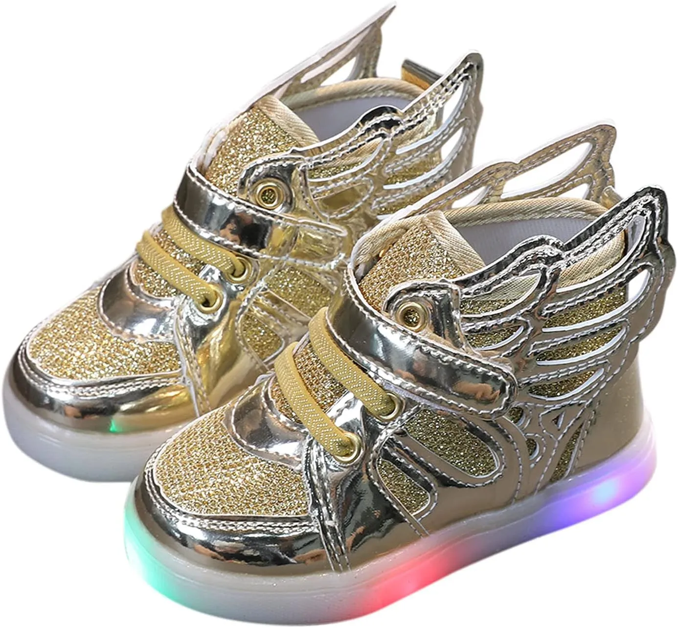 Toddler Girls Light Up Sequins Running Shoes Slip On Flashing Casual Shoes Girls High Top Sneakers for Kids