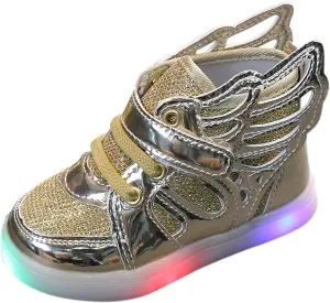 Toddler Girls Light Up Sequins Running Shoes Slip On Flashing Casual Shoes Girls High Top Sneakers for Kids
