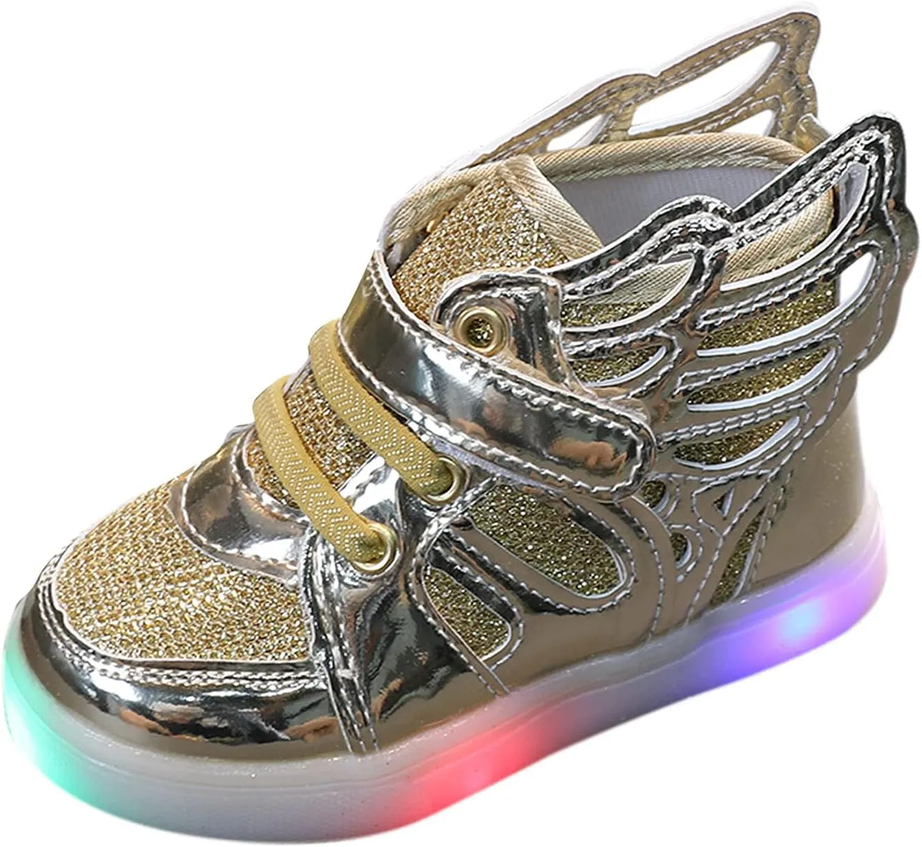 Toddler Girls Light Up Sequins Running Shoes Slip On Flashing Casual Shoes Girls High Top Sneakers for Kids
