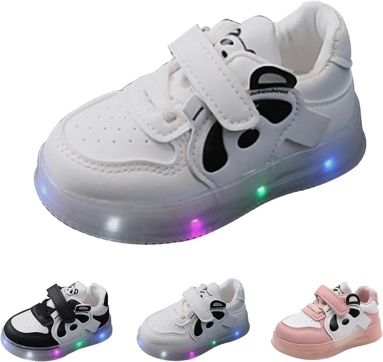 Toddler Infant Boys Girls Flash Light Up Flats Shoes Baby Kids Unisex Color Block Luminous Breathable Sneakers