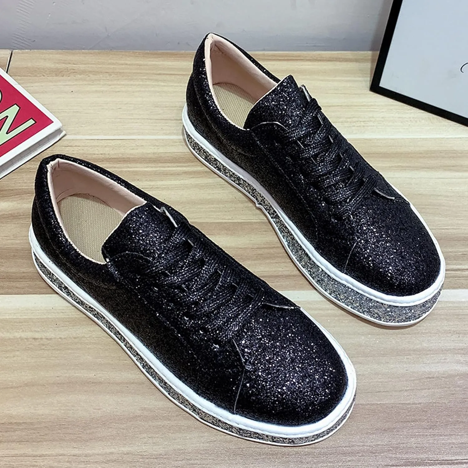 Trendy Wedge Sneakers for Women 2023 Zapatos Comodos De Mujer Suaves para Fiesta Workout Shoes for Women Wide Fit Plantar Fasciitis Sneakers Women Arch Support White Slip On Sneakers Women Black