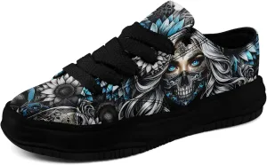 Unisex Skull Canvas Shoes Fashion Sneakers Low Top Flat Casual Tennis Walking Shoes for Men Women