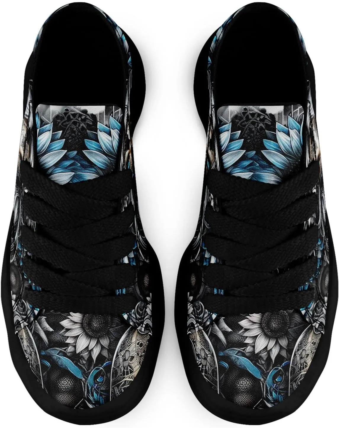 Unisex Skull Canvas Shoes Fashion Sneakers Low Top Flat Casual Tennis Walking Shoes for Men Women