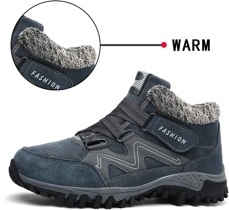 VARSKARC Women's Winter Thermal Villi Leather Platform Fashion high top Boots Non-Slip Hiking Boots