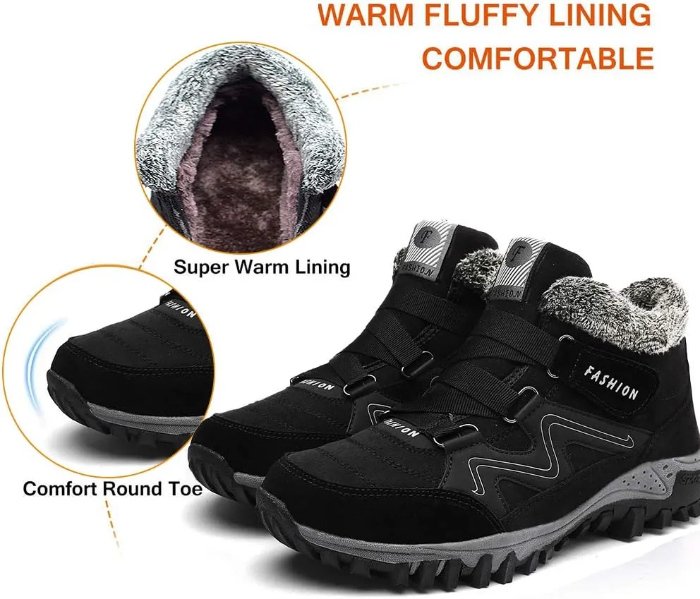 VARSKARC Women's Winter Thermal Villi Leather Platform Fashion high top Boots Non-Slip Hiking Boots