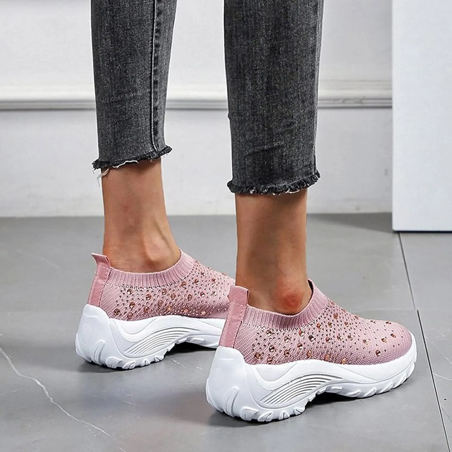 Wedge Sneakers for Women Size 11 Wide Size 11 Non Slip Shoes Women Womens Athletic Shoes Size 9 Narrow Wedge Sneakers for Women Comfortable Dressy Zapatos Antiderrapantes Para Mujer