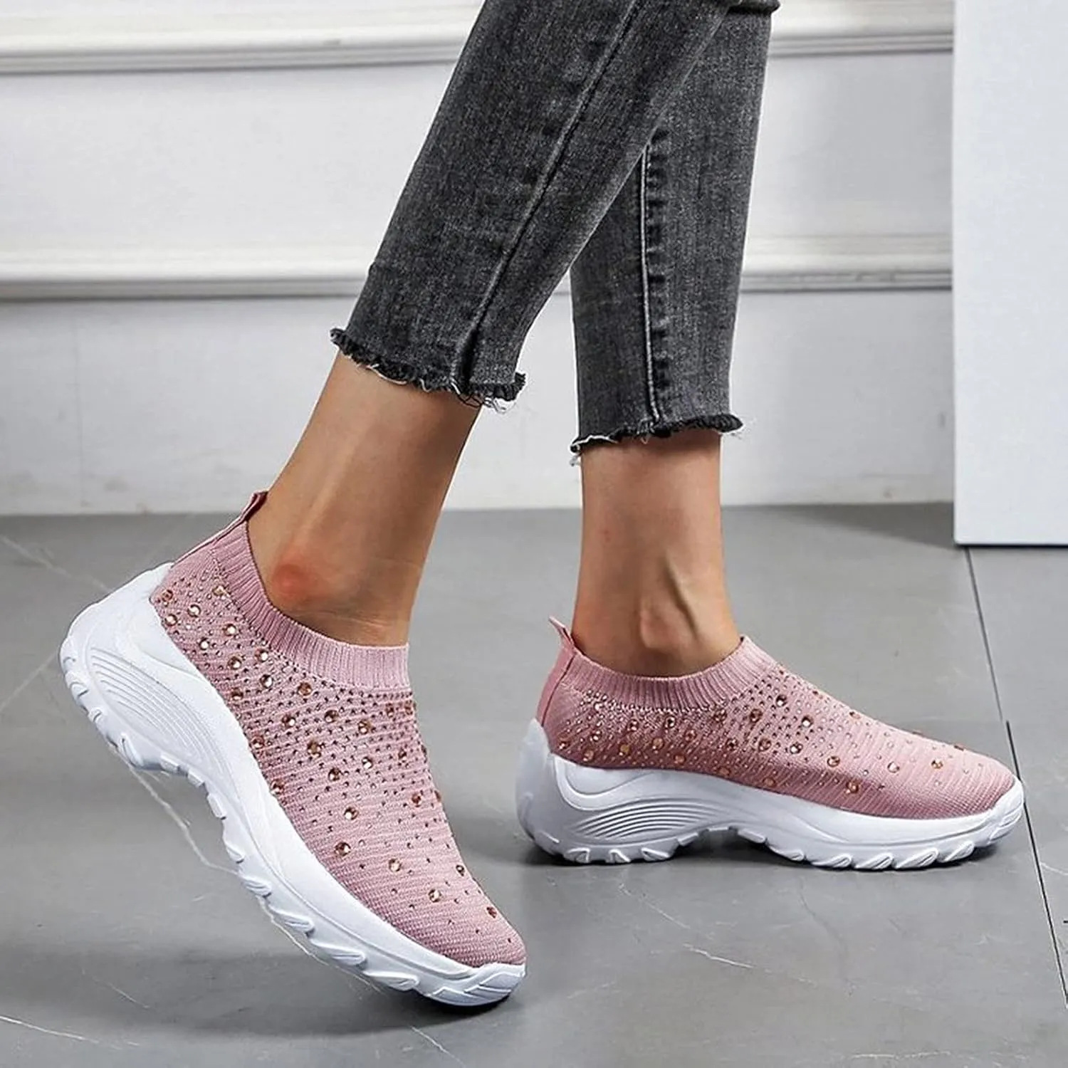 Wedge Sneakers for Women Size 11 Wide Size 11 Non Slip Shoes Women Womens Athletic Shoes Size 9 Narrow Wedge Sneakers for Women Comfortable Dressy Zapatos Antiderrapantes Para Mujer