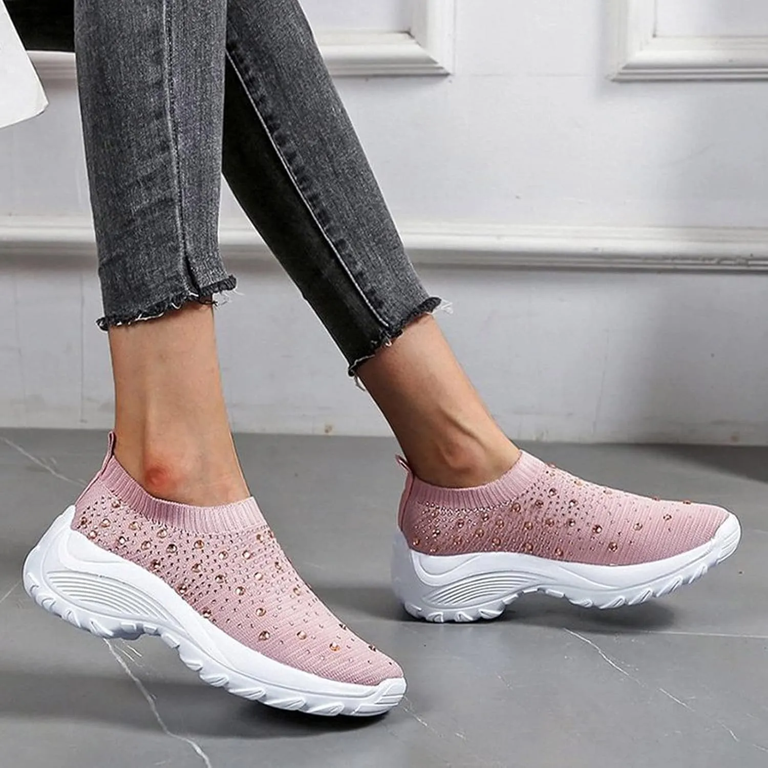 Wedge Sneakers for Women Size 11 Wide Size 11 Non Slip Shoes Women Womens Athletic Shoes Size 9 Narrow Wedge Sneakers for Women Comfortable Dressy Zapatos Antiderrapantes Para Mujer