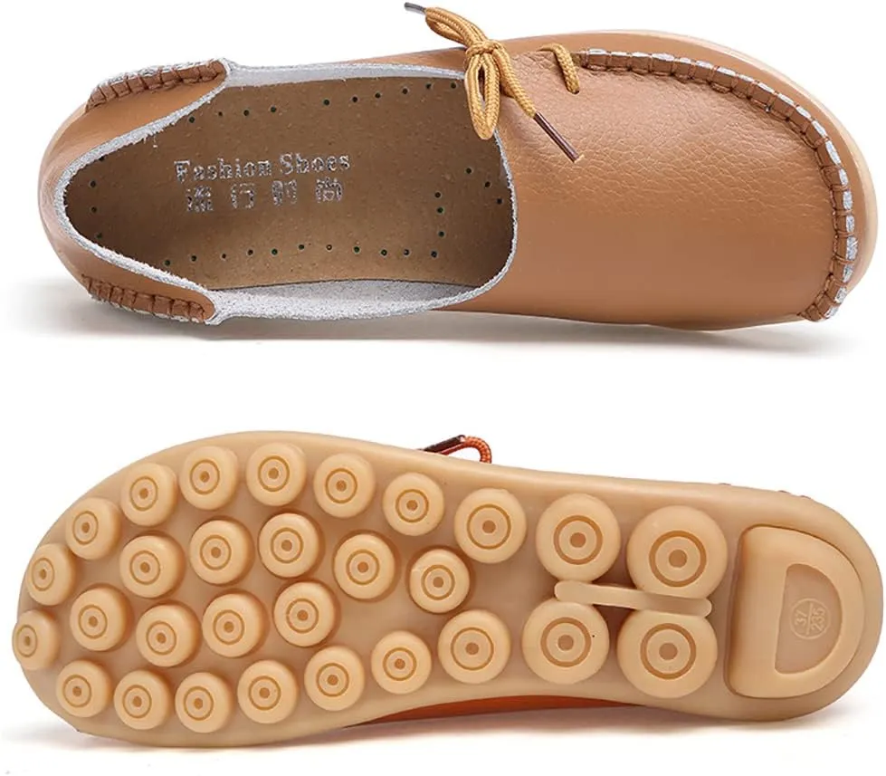 WERWAES Casual Womens Loafers Comfortable Leather Penny Flats Slip on Loafers Breathable Lightweight Driving Classic Moccasins Loafer Shoes for Womens