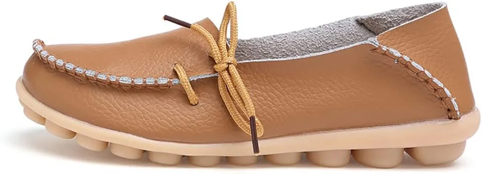 WERWAES Casual Womens Loafers Comfortable Leather Penny Flats Slip on Loafers Breathable Lightweight Driving Classic Moccasins Loafer Shoes for Womens