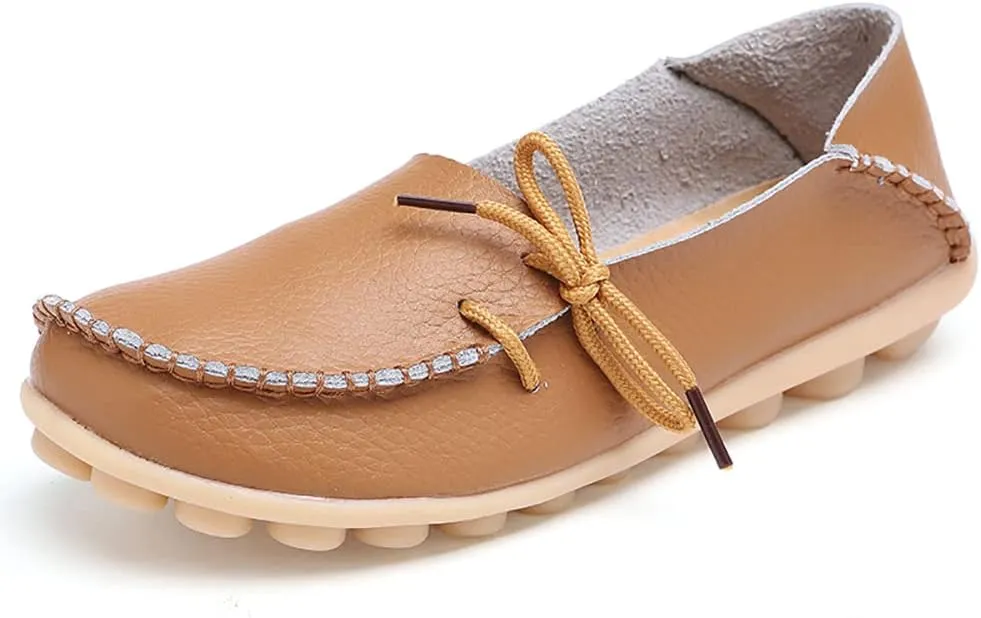 WERWAES Casual Womens Loafers Comfortable Leather Penny Flats Slip on Loafers Breathable Lightweight Driving Classic Moccasins Loafer Shoes for Womens