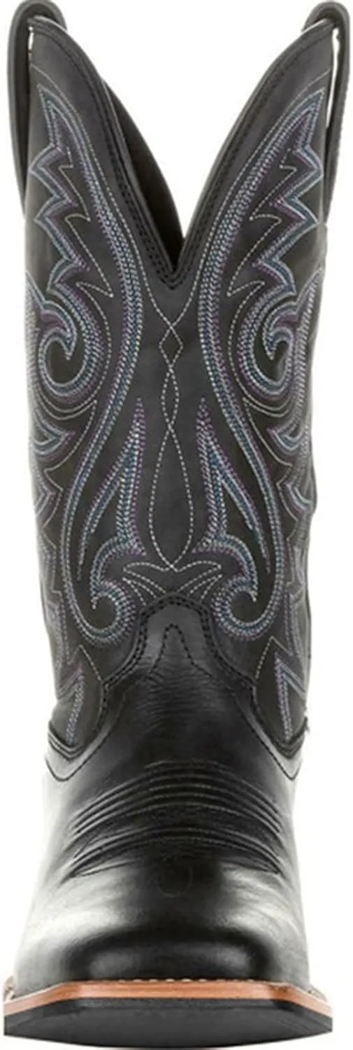 Wide Calf Cowboy Boots Square Toe Embroidered Western Boots For Men Slip On Leather Light Weight Work Boots